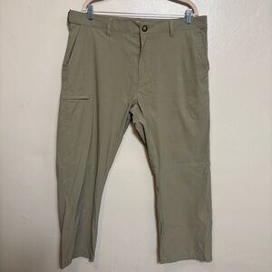 UB Tech Men’s Pants Classic Fit Stretch Elastic Waist Pockets Tan Khaki 38 x 30